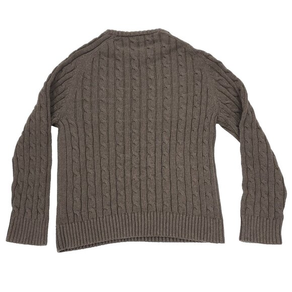 Bills Khakis Cable Knit Sweater Mens XL Light Brown Chunky 100% Cotton Crew Neck - Picture 4 of 5